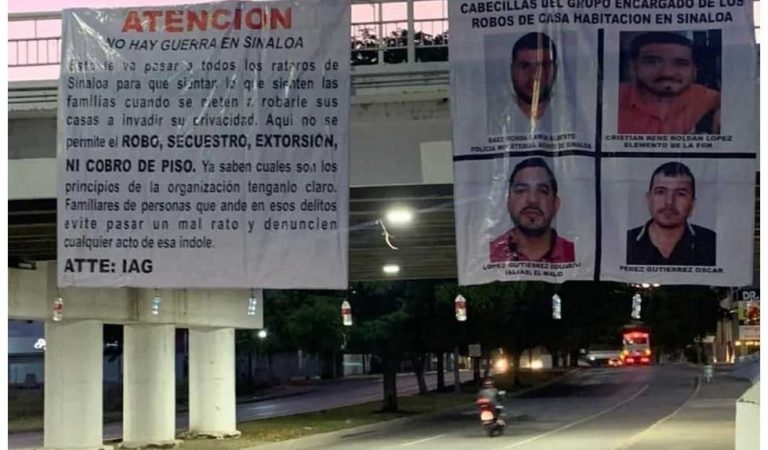 Aparecen narcomantas en Culiacán tras plagio masivo